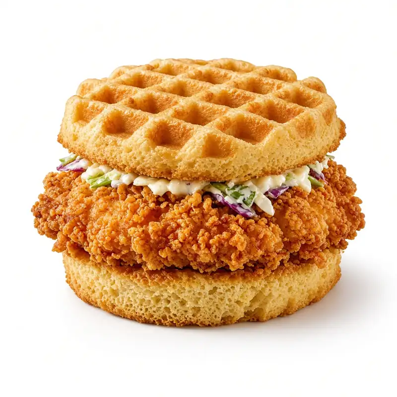 Chicken and waffles style sandwich on the Chick-fil-A menu